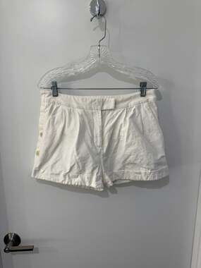 Faconnable White Pleated Linen Shorts Size 38